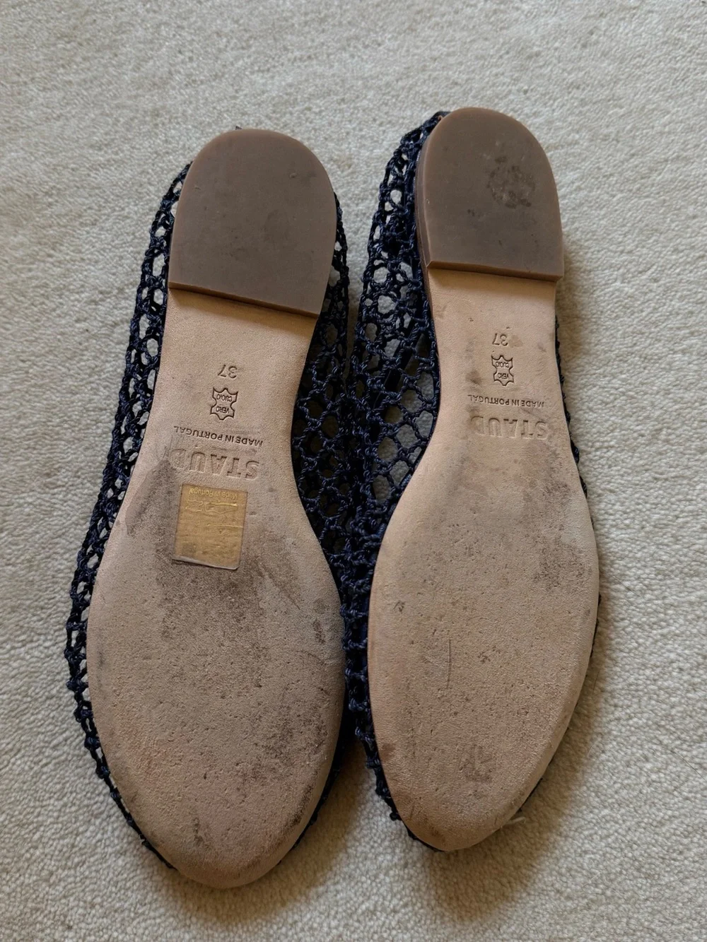 STAUD Alba Navy Mesh Ballet Flats - Picture 3 of 5